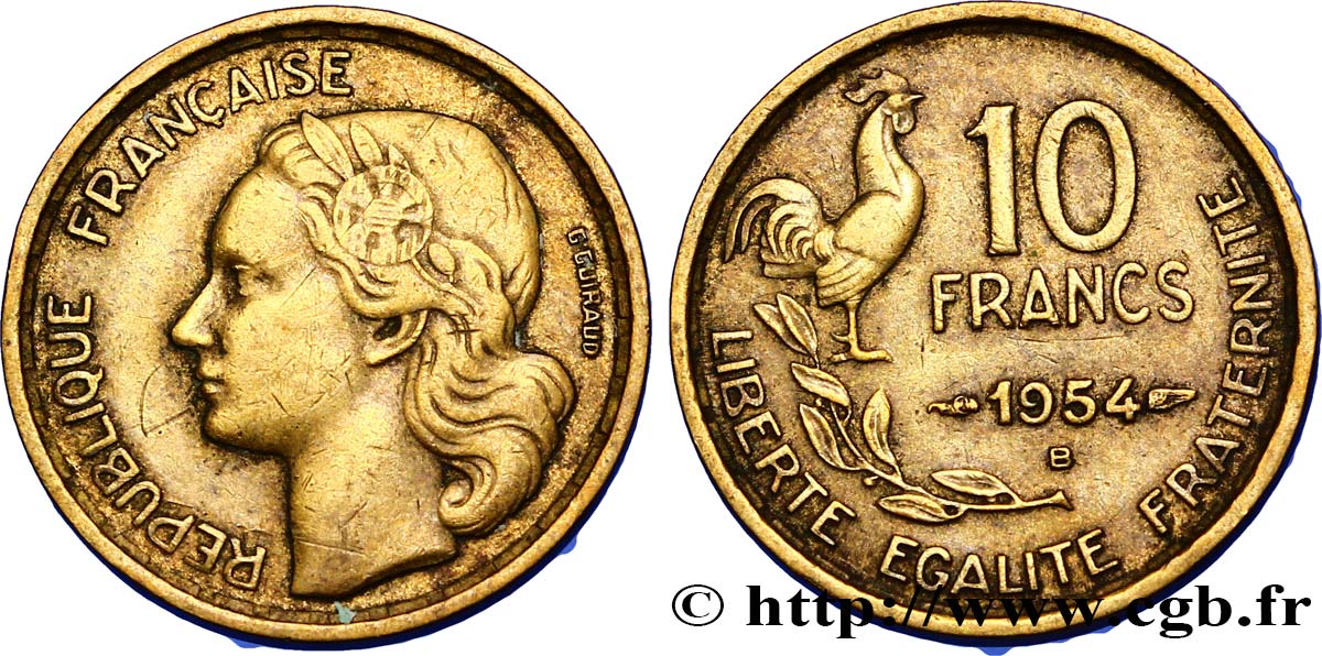 10 francs Guiraud 1954 Beaumont-Le-Roger F.363/11 TTB50 