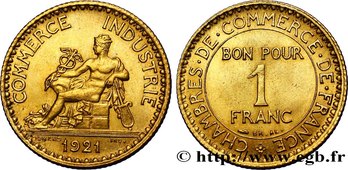 1 franc Chambres de Commerce 1921 Paris F.218/3 SUP60 