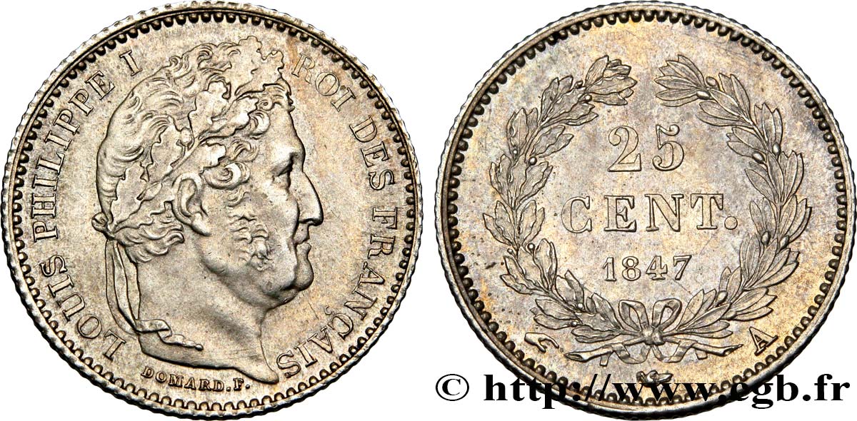 25 centimes Louis-Philippe 1847 Paris F.167/9 VZ58 