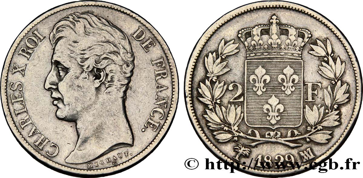 2 francs Charles X 1829 Marseille F.258/58 BC35 