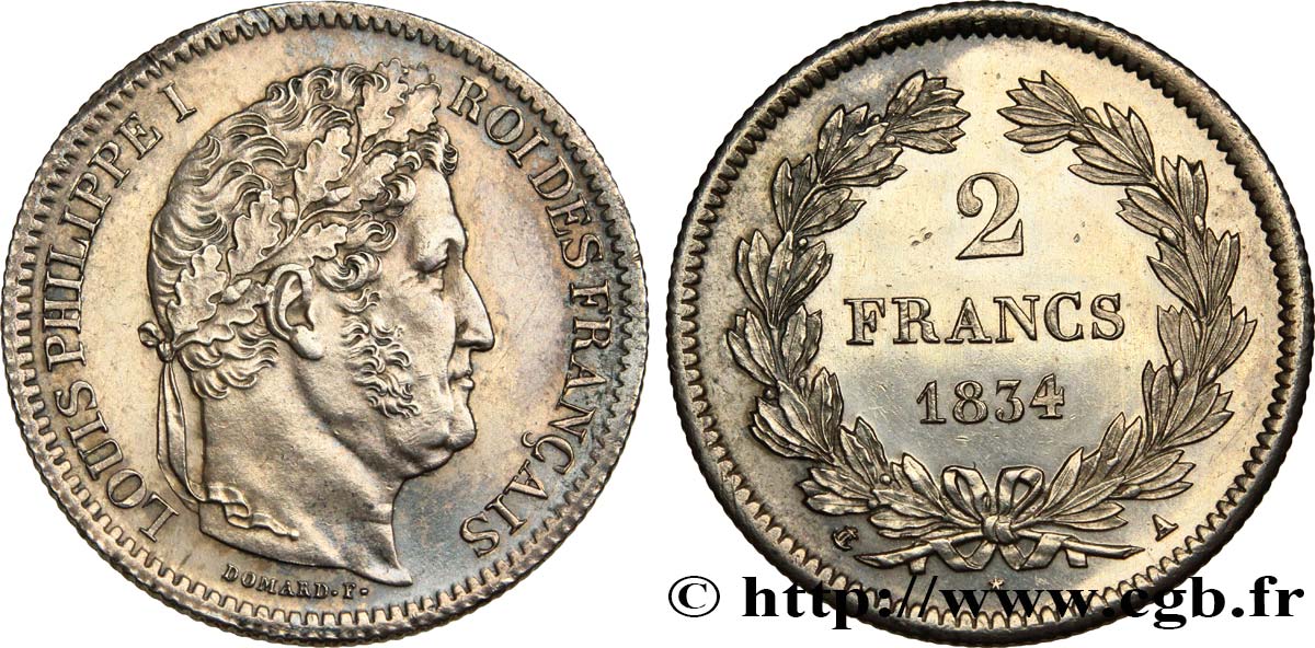 2 francs Louis-Philippe 1834 Paris F.260/29 VZ+ 