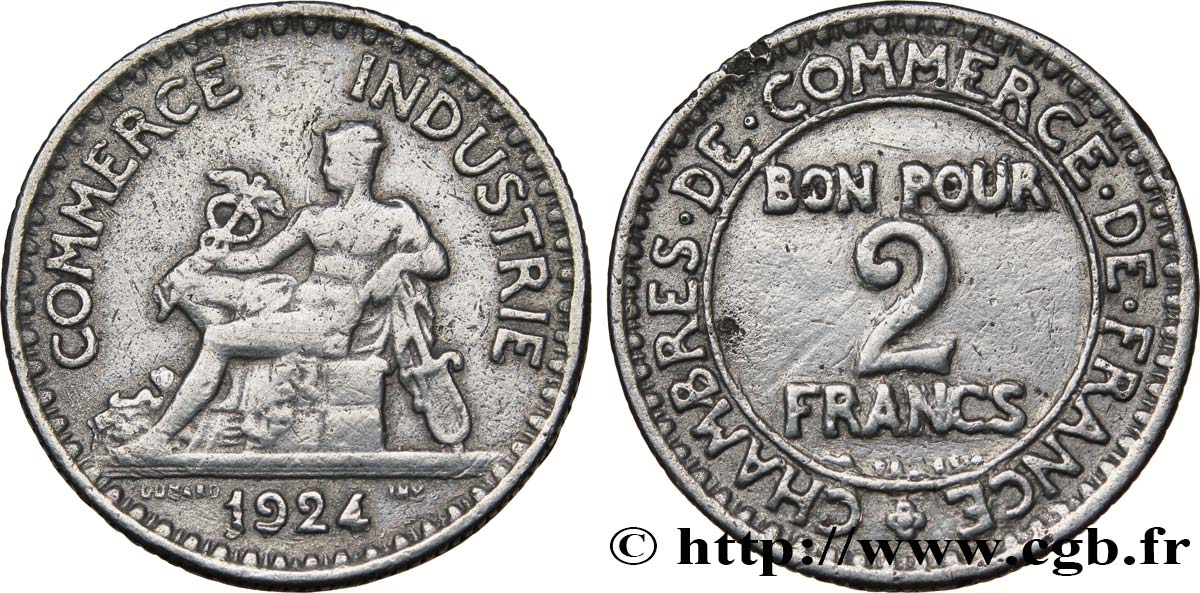 Faux de 2 francs Chambres de Commerce 1924  F.267/6 var. MBC40 