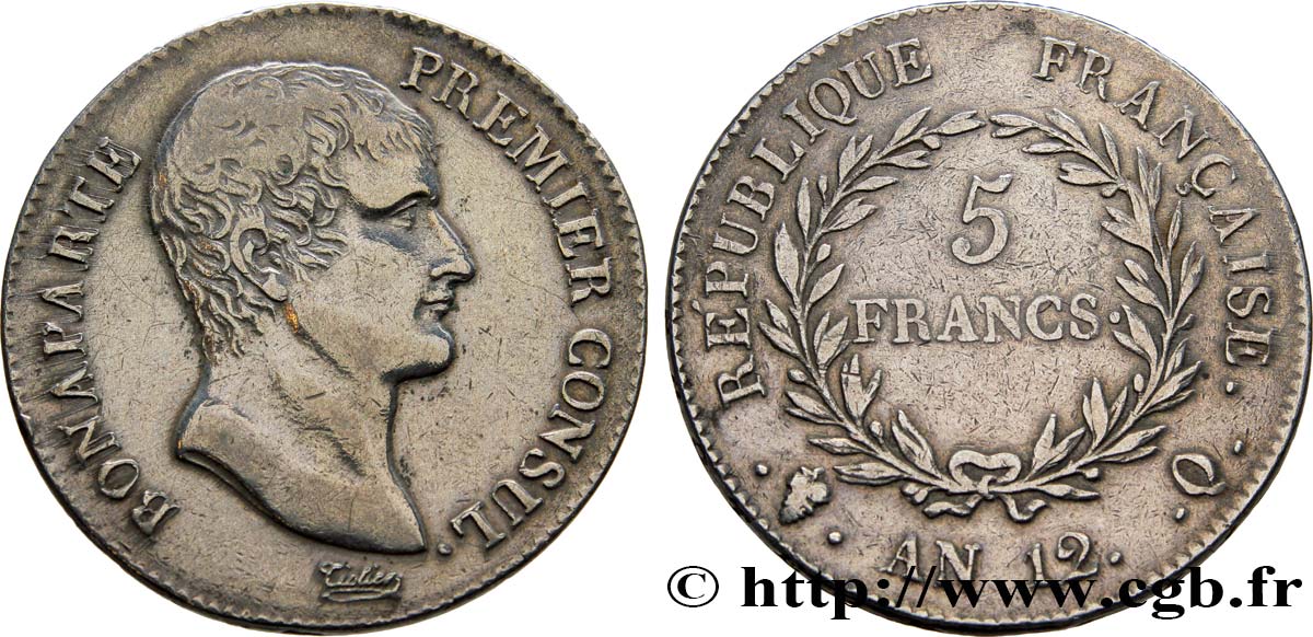 5 francs Bonaparte Premier Consul 1804 Perpignan F.301/23 TTB42 
