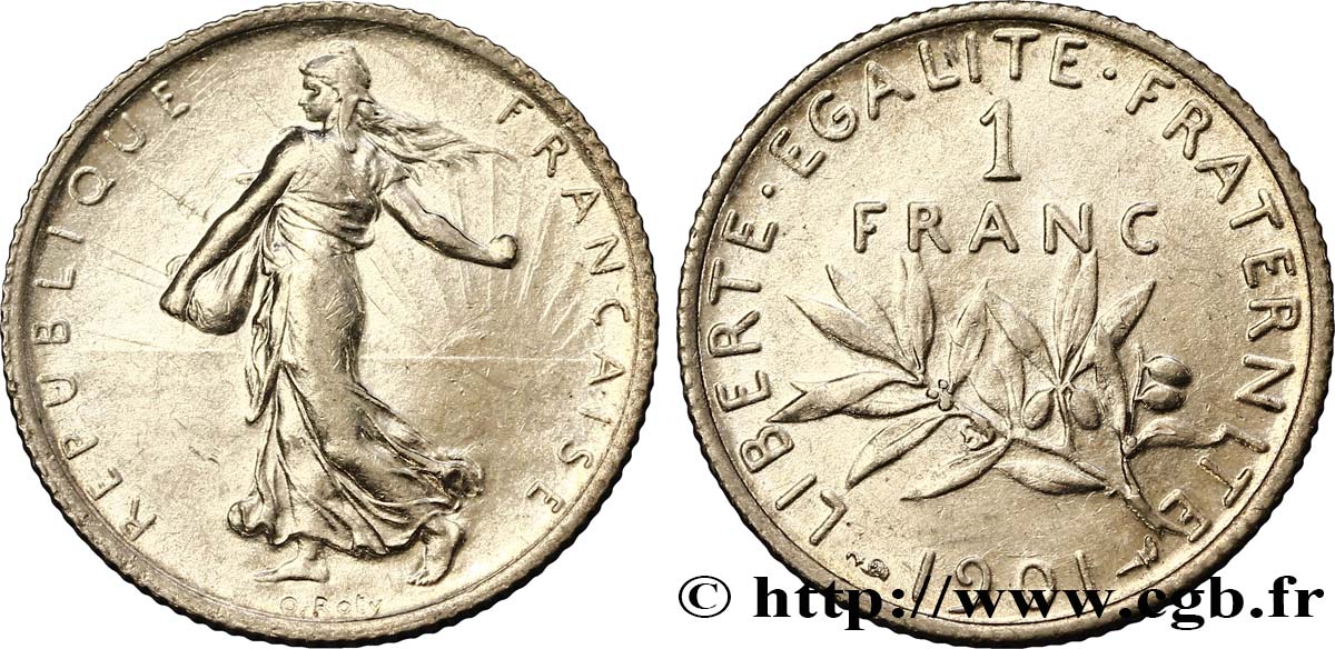 1 franc Semeuse 1901 Paris F.217/6 MBC53 
