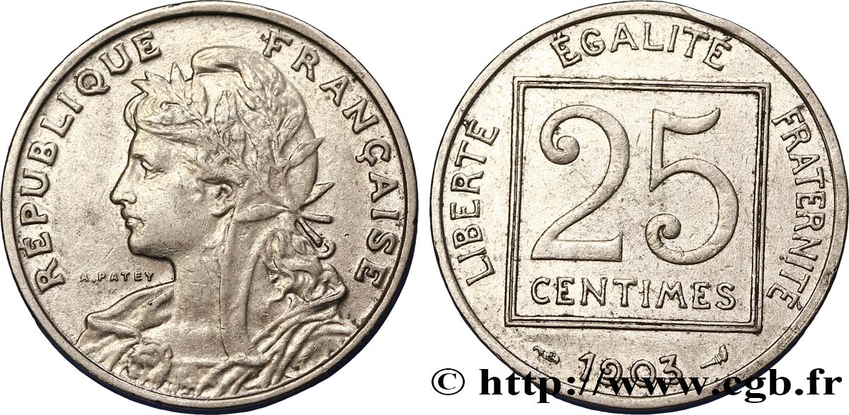 25 centimes Patey, 1er type 1903  F.168/3 MBC45 