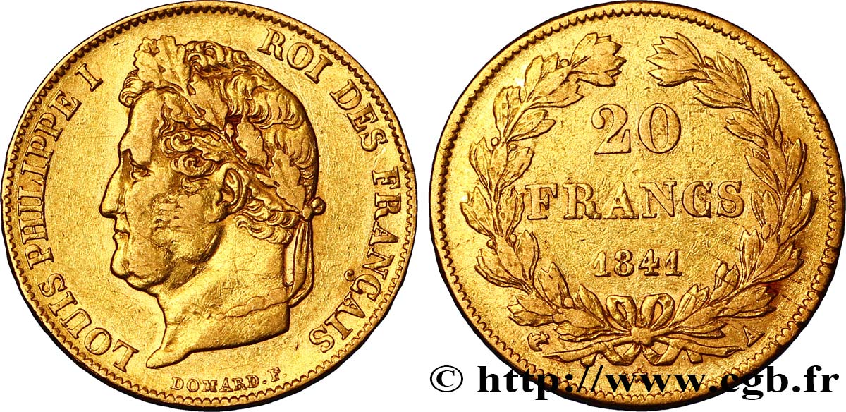 20 francs or Louis-Philippe, Domard 1841 Paris F.527/25 TTB45 