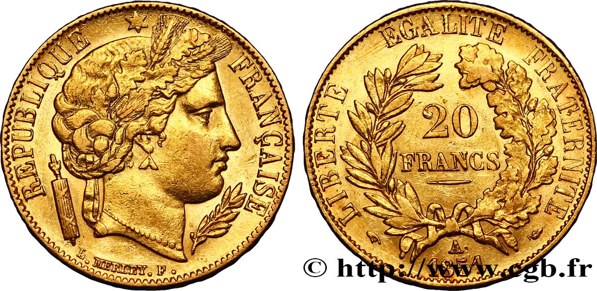 20 francs or Cérès 1851 Paris F.529/4 BB48 