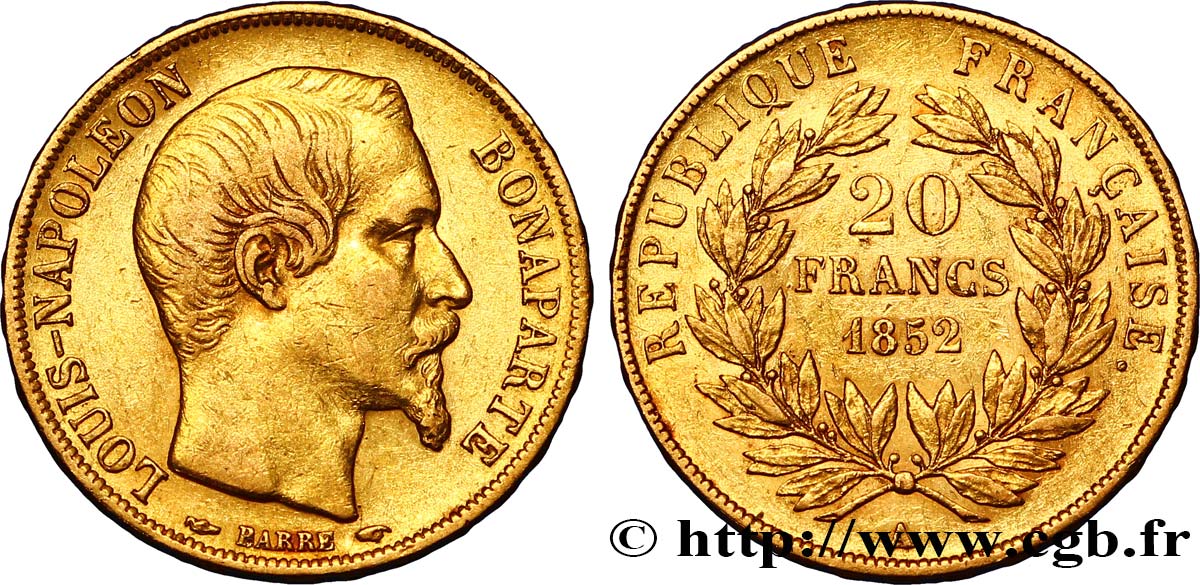 20 francs or Louis-Napoléon 1852 Paris F.530/1 MBC48 