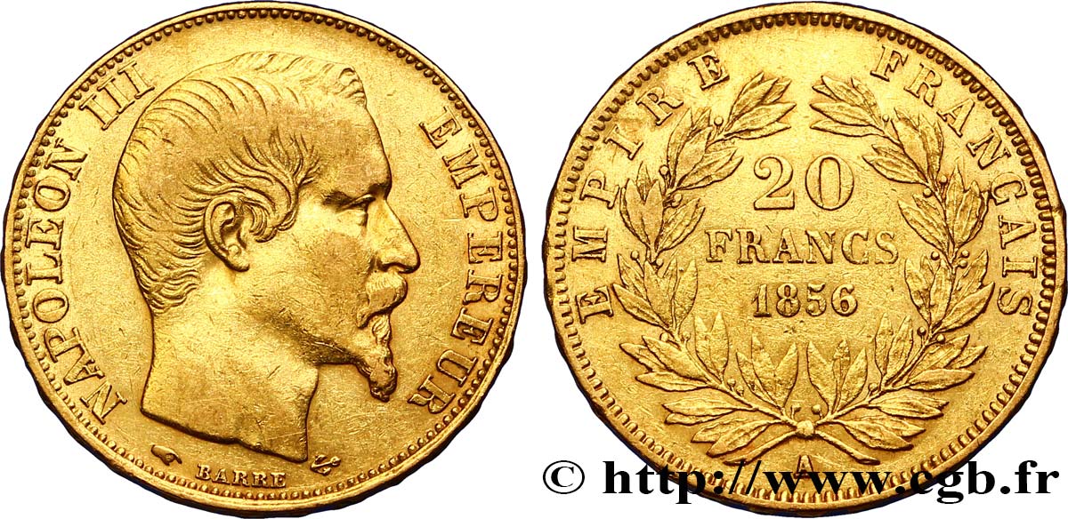 20 francs or Napoléon III, tête nue 1856 Paris F.531/9 TTB42 