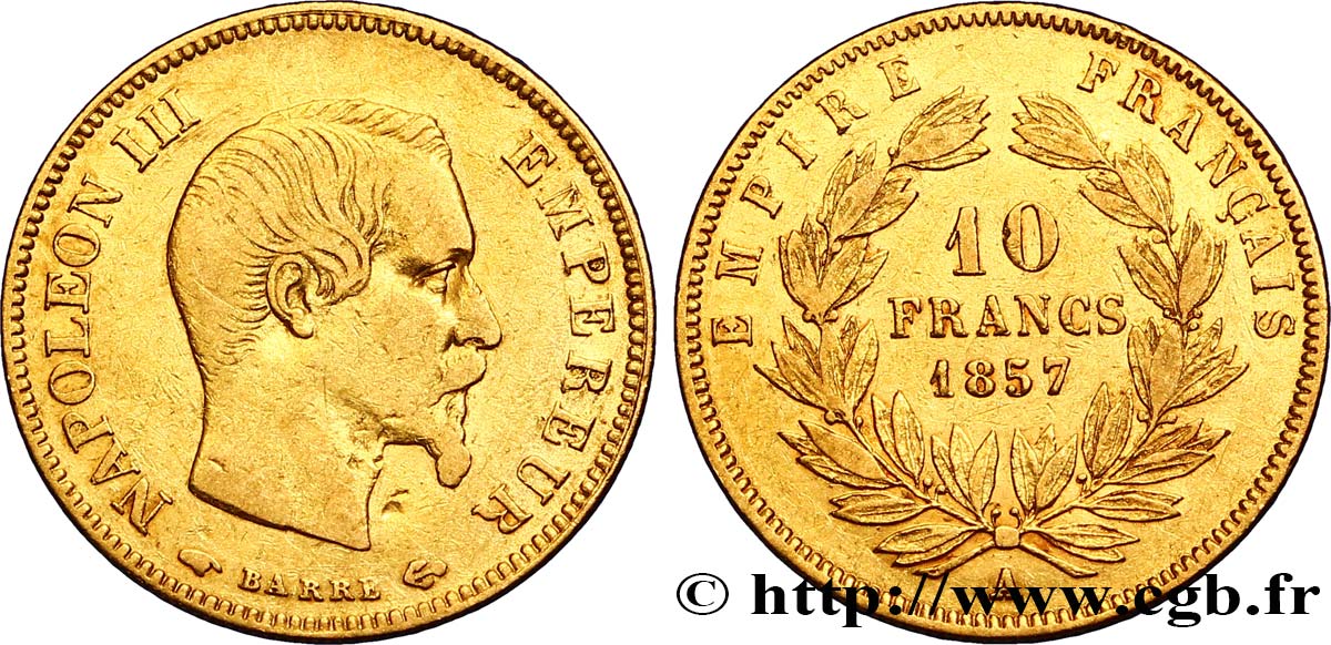 10 francs or Napoléon III, tête nue 1857 Paris F.506/4 TTB40 