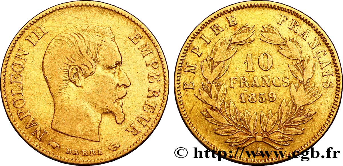 10 francs or Napoléon III, tête nue 1859 Paris F.506/7 BB40 