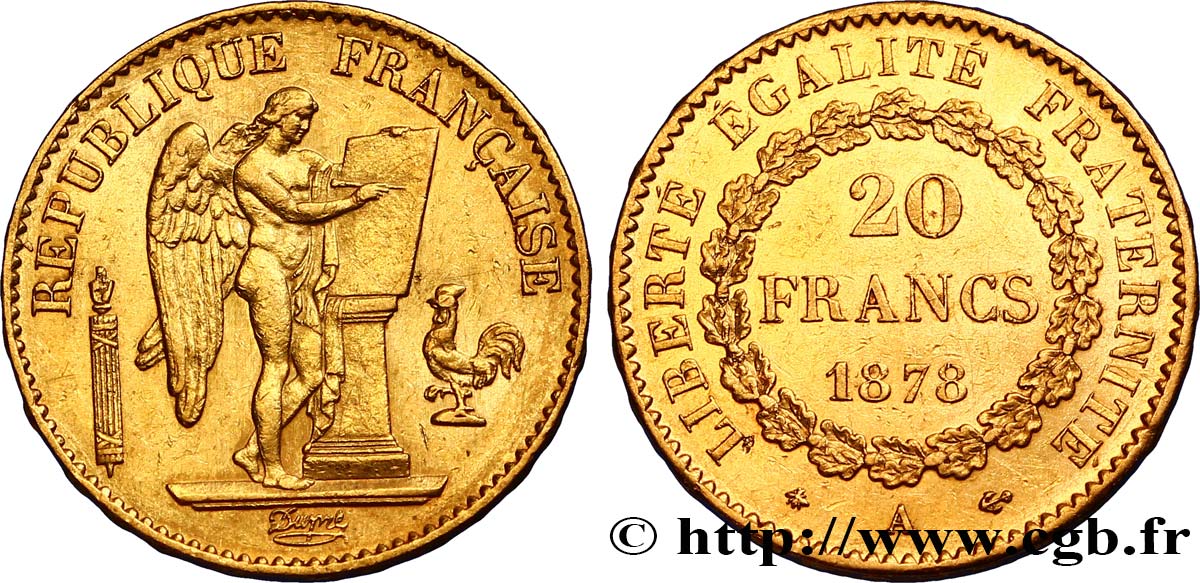 20 francs or Génie, IIIe République 1878 Paris F.533/6 TTB50 