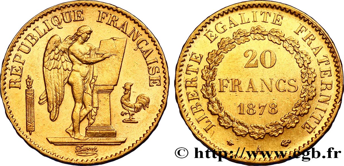 20 francs or Génie, IIIe République 1878 Paris F.533/6 SS50 