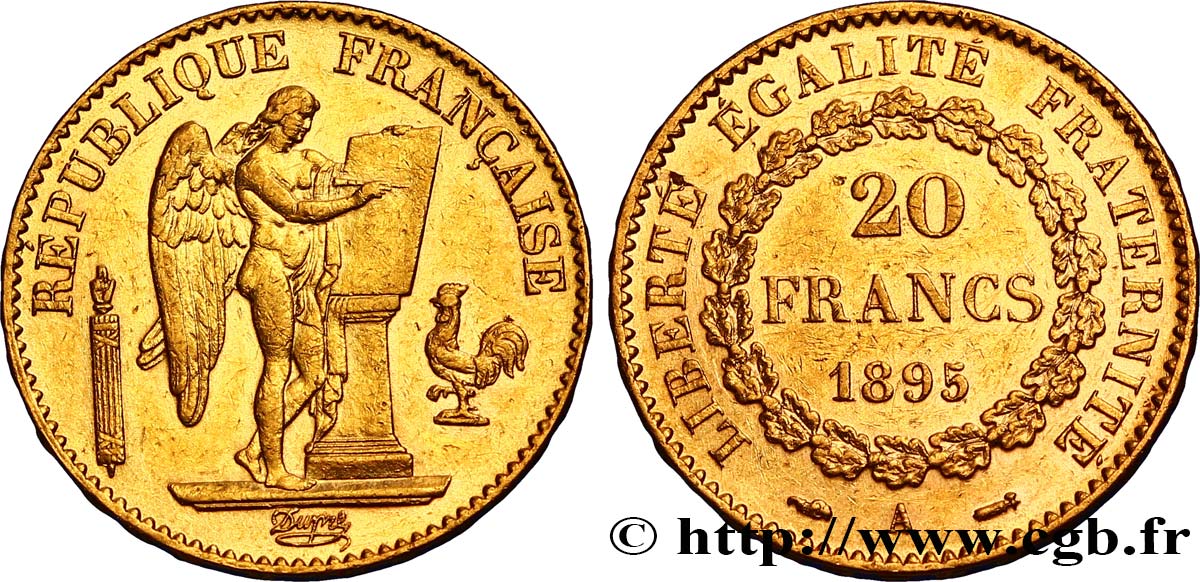 20 francs or Génie, IIIe République 1895 Paris F.533/19 MBC45 