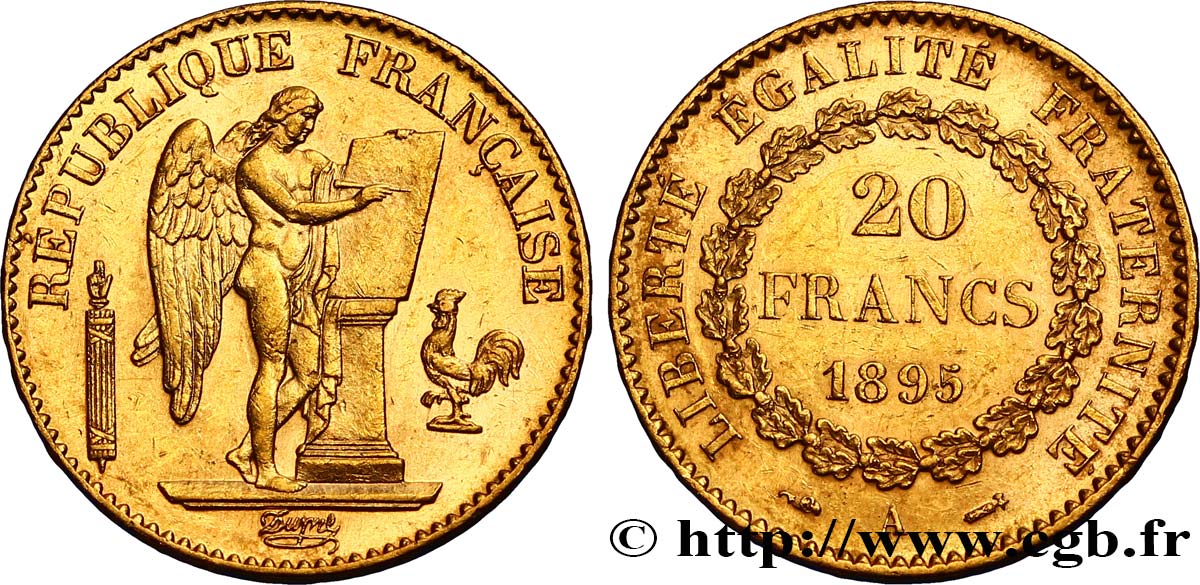 20 francs or Génie, IIIe République 1895 Paris F.533/19 TTB48 