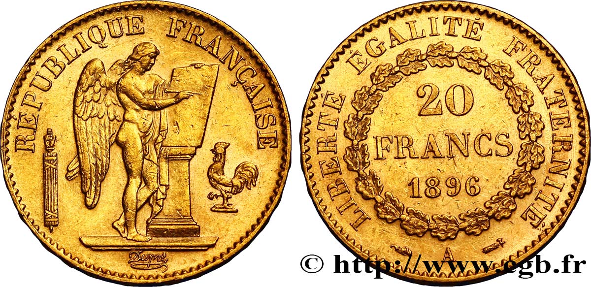 20 francs or Génie, IIIe République 1896 Paris F.533/20 TTB48 