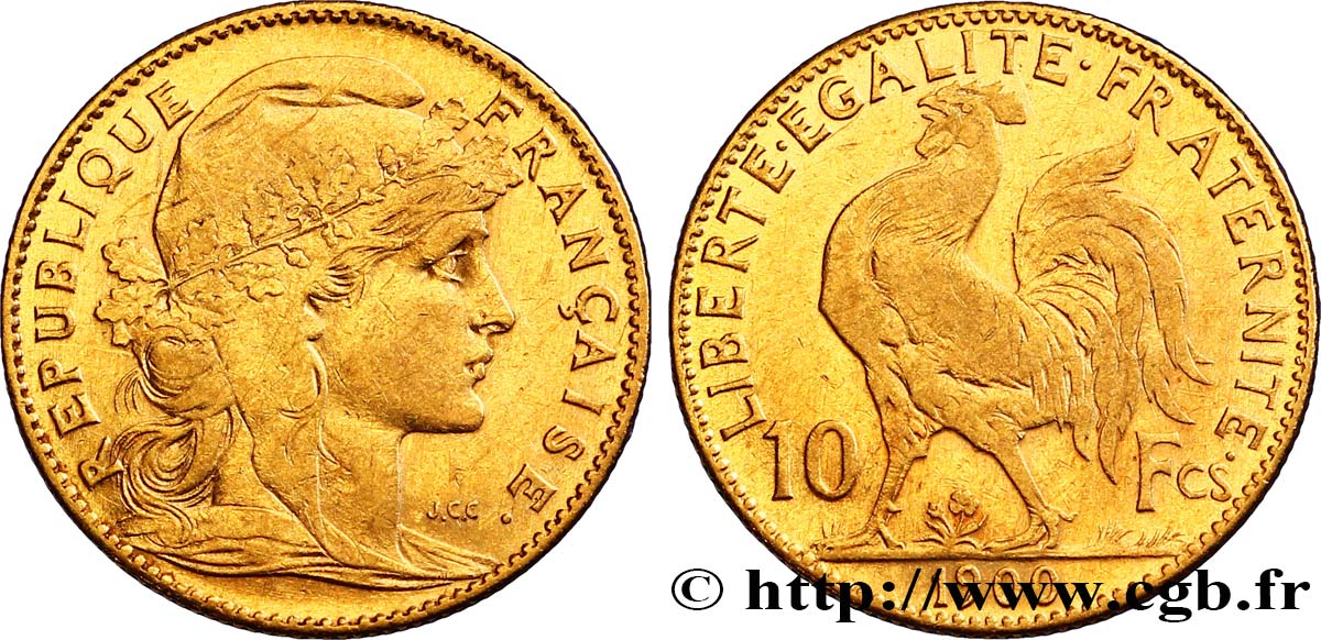 10 francs or Coq 1900 Paris F.509/3 TTB45 