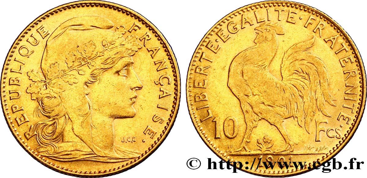 10 francs or Coq 1901 Paris F.509/5 TTB45 