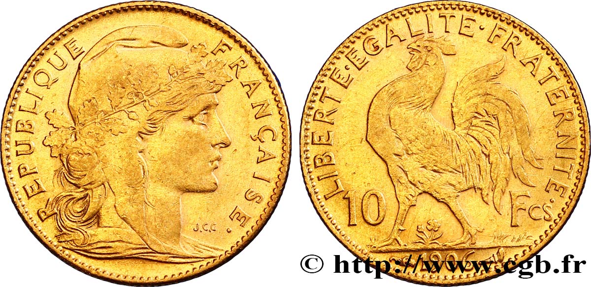 10 francs or Coq 1906 Paris F.509/7 TTB45 