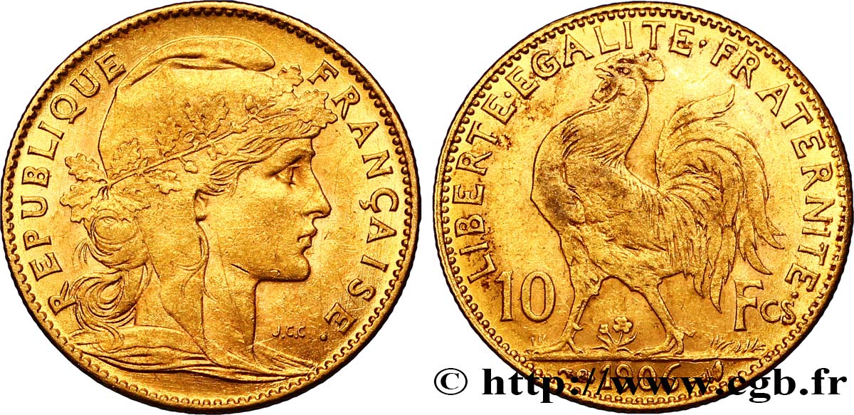 10 francs or Coq 1906 Paris F.509/7 TTB45 