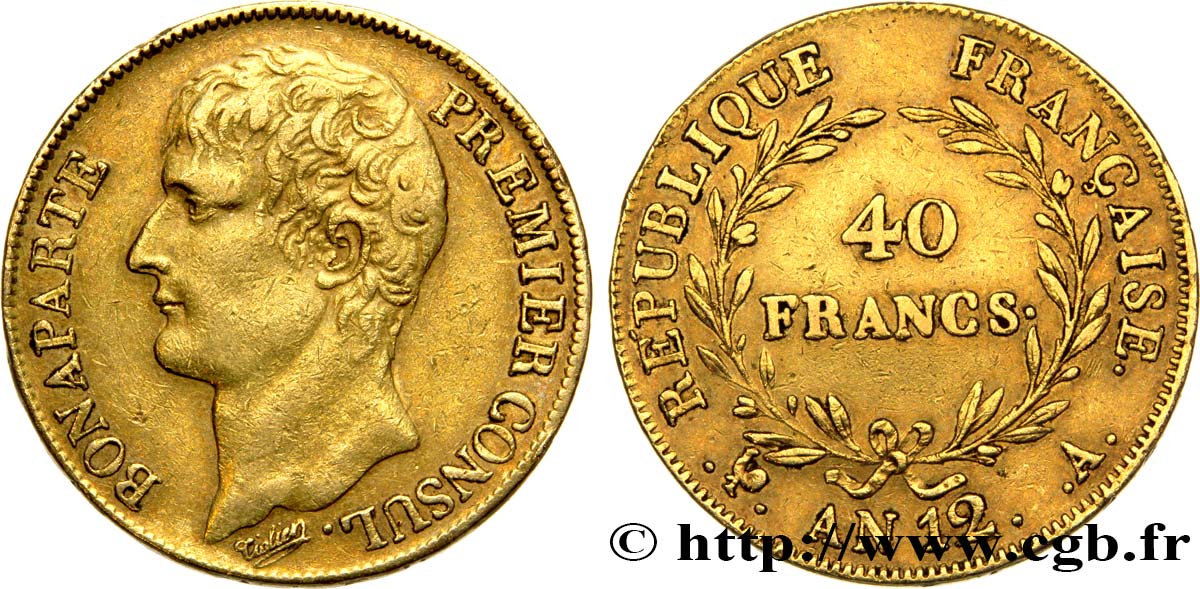 40 francs or Bonaparte Premier Consul 1804 Paris F.536/3 TTB48 
