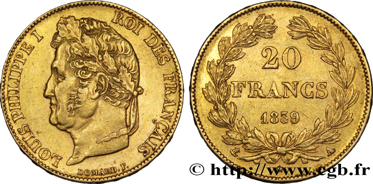 20 francs or Louis-Philippe, Domard 1839 Paris F.527/20 TTB48 