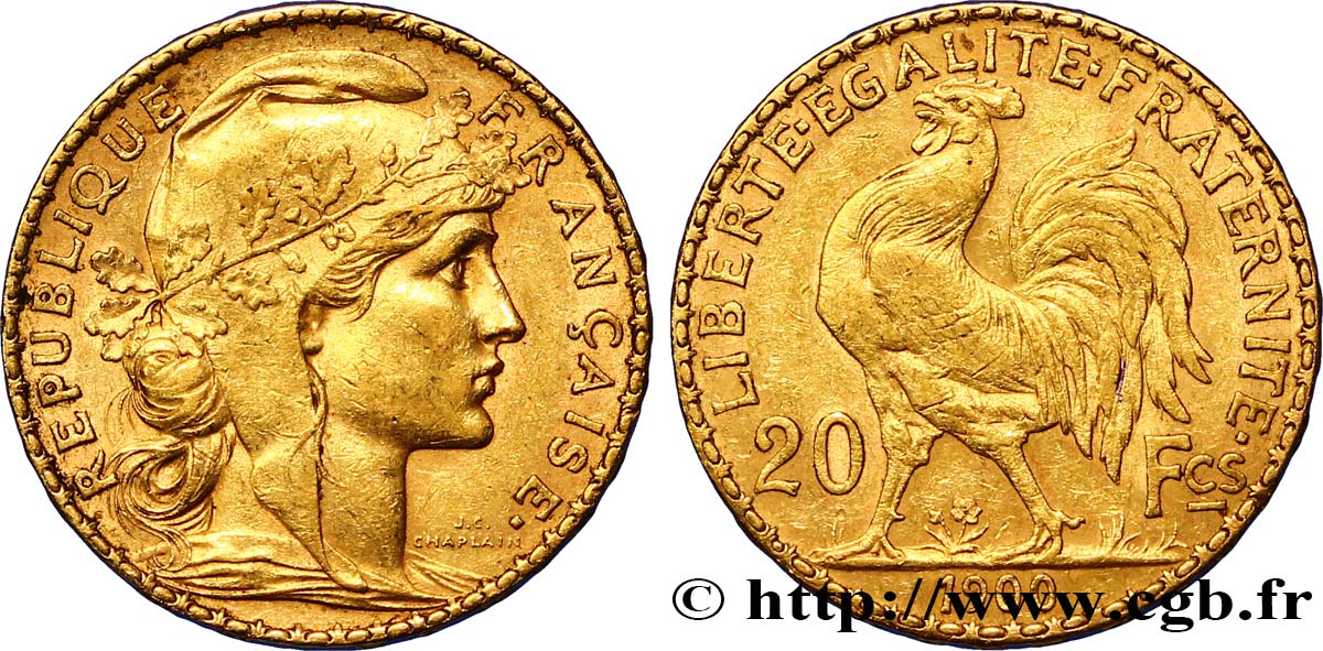 20 francs or Coq, Dieu protège la France 1900 Paris F.534/4 TTB45 