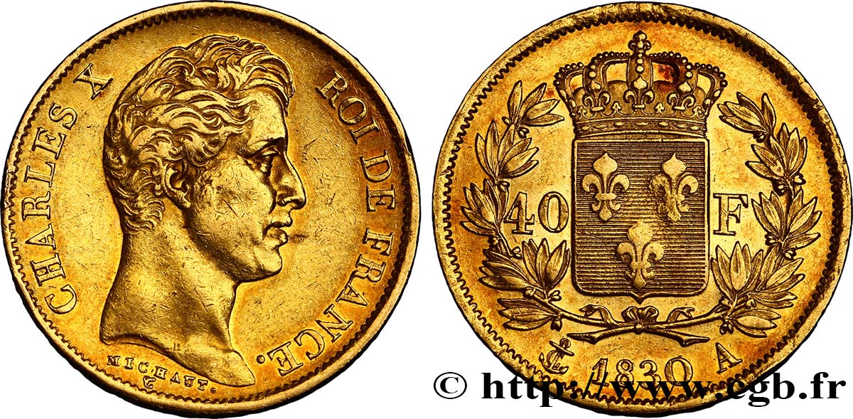40 francs or Charles X, 2e type 1830 Paris F.544/5 TTB48 
