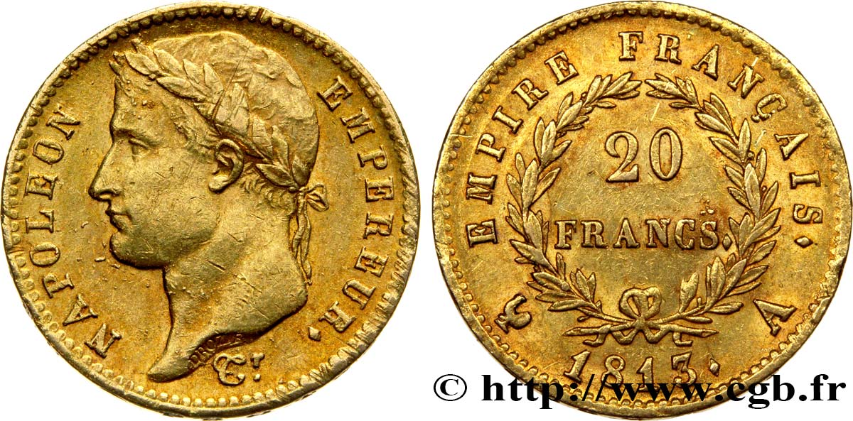 20 francs or Napoléon tête laurée, Empire français 1813 Paris F.516/30 TTB48 