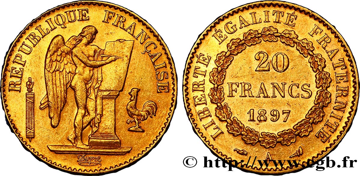 20 francs or Génie, Troisième République 1897 Paris F.533/22 SS48 