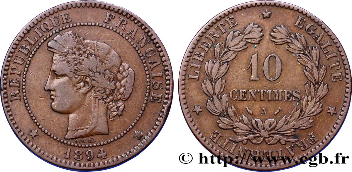10 centimes Cérès 1894 Paris F.135/39 VF35 