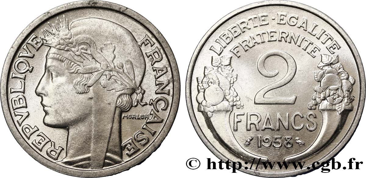 2 francs Morlon, aluminium 1958  F.269/18 SPL62 
