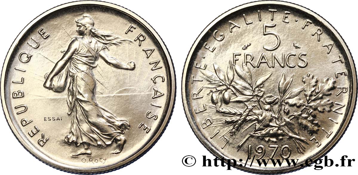 Essai de 5 francs Semeuse, nickel 1970 Paris F.341/1 ST65 