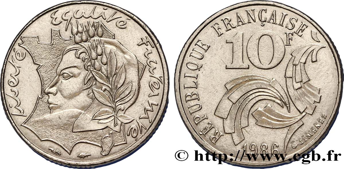 10 francs Jimenez 1986  F.373/2 MS60 