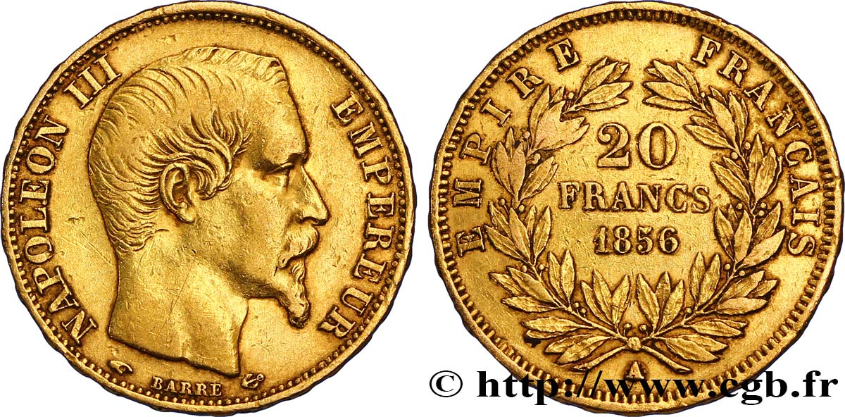 20 francs or Napoléon III, tête nue 1856 Paris F.531/9 TTB42 