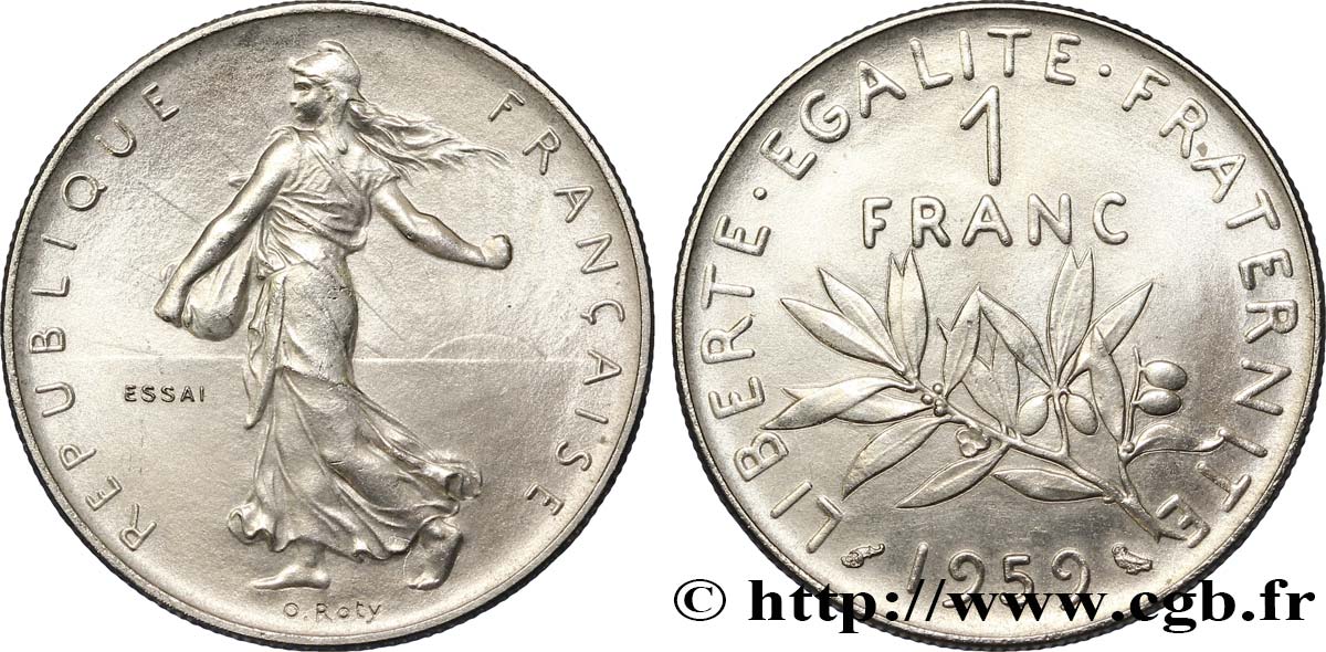 Essai de 1 franc Semeuse, nickel 1959 Paris F.226/3 FDC65 