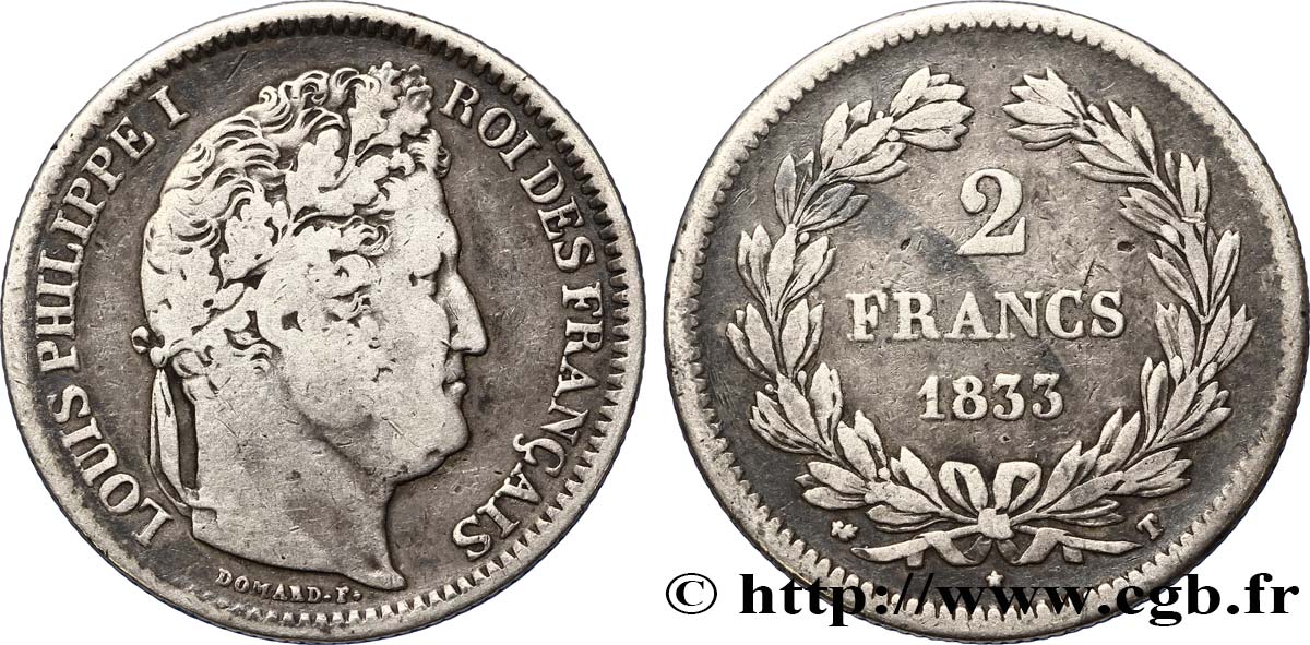 2 francs Louis-Philippe 1833 Nantes F.260/27 TB38 