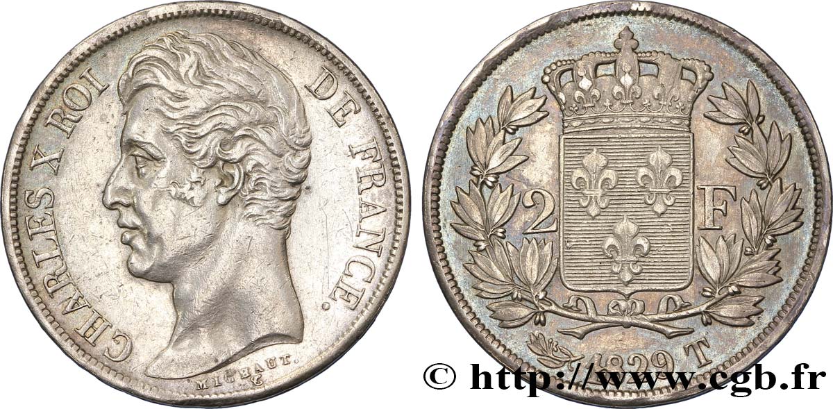 2 francs Charles X 1829 Nantes F.258/60 MBC40 