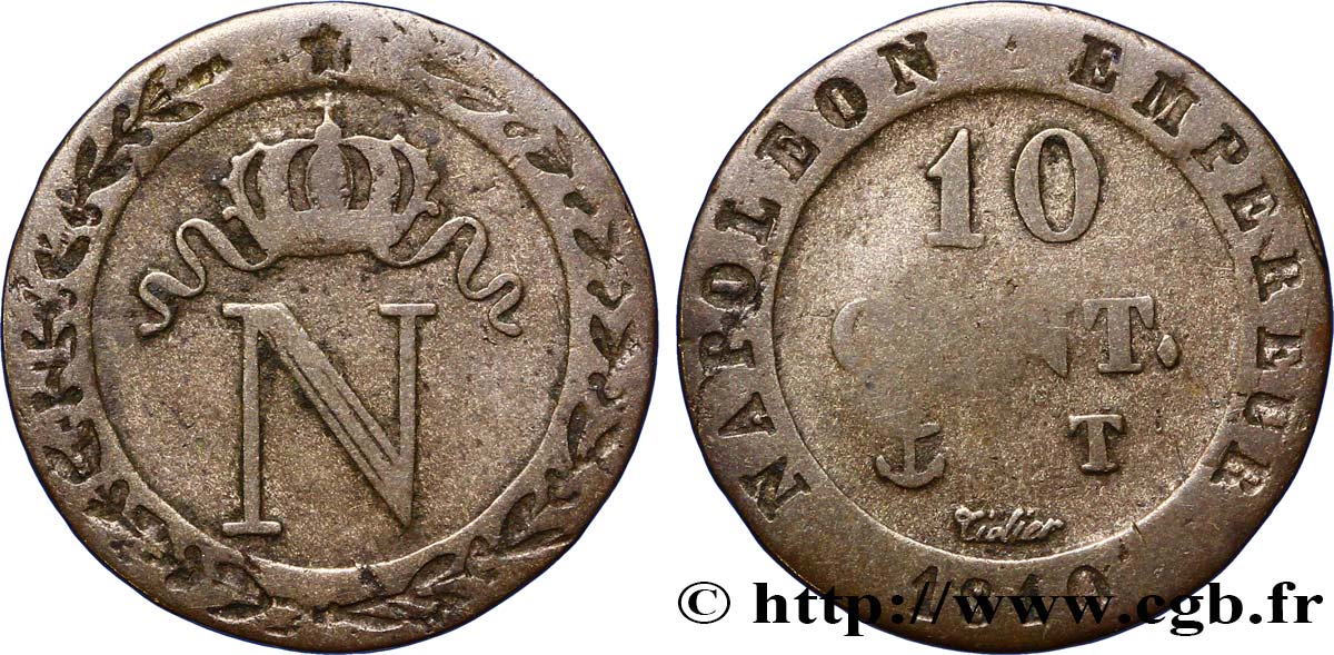 10 cent. à l N couronnée 1810 Nantes F.130/24 B12 