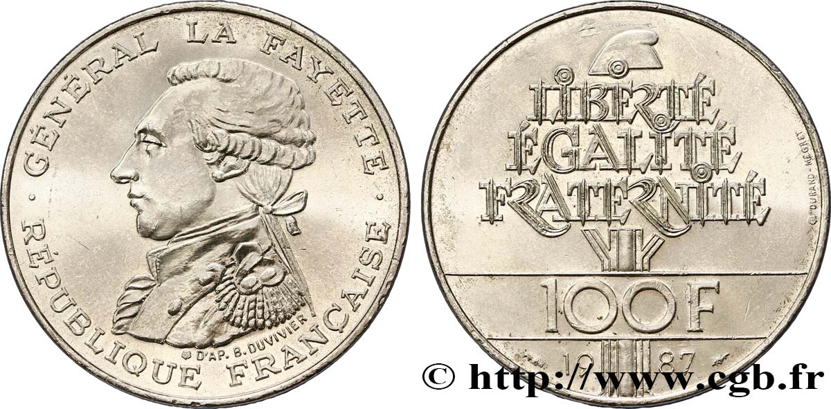 100 francs Égalité - La Fayette 1987  F.455/2 SPL60 