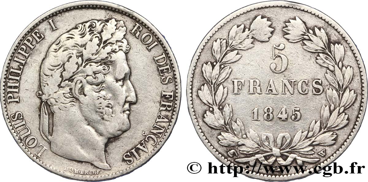 5 francs IIIe type Domard 1845 Lille F.325/9 MB25 