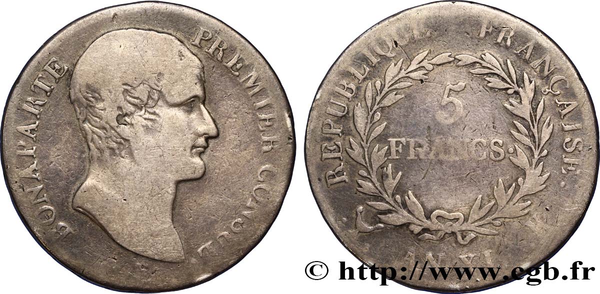 5 francs Bonaparte Premier Consul 1803 Bordeaux F.301/3 BC15 