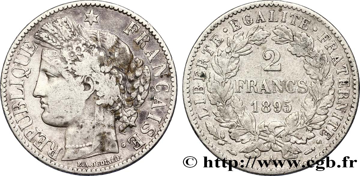 2 francs Cérès, avec légende 1895 Paris F.265/17 TB25 
