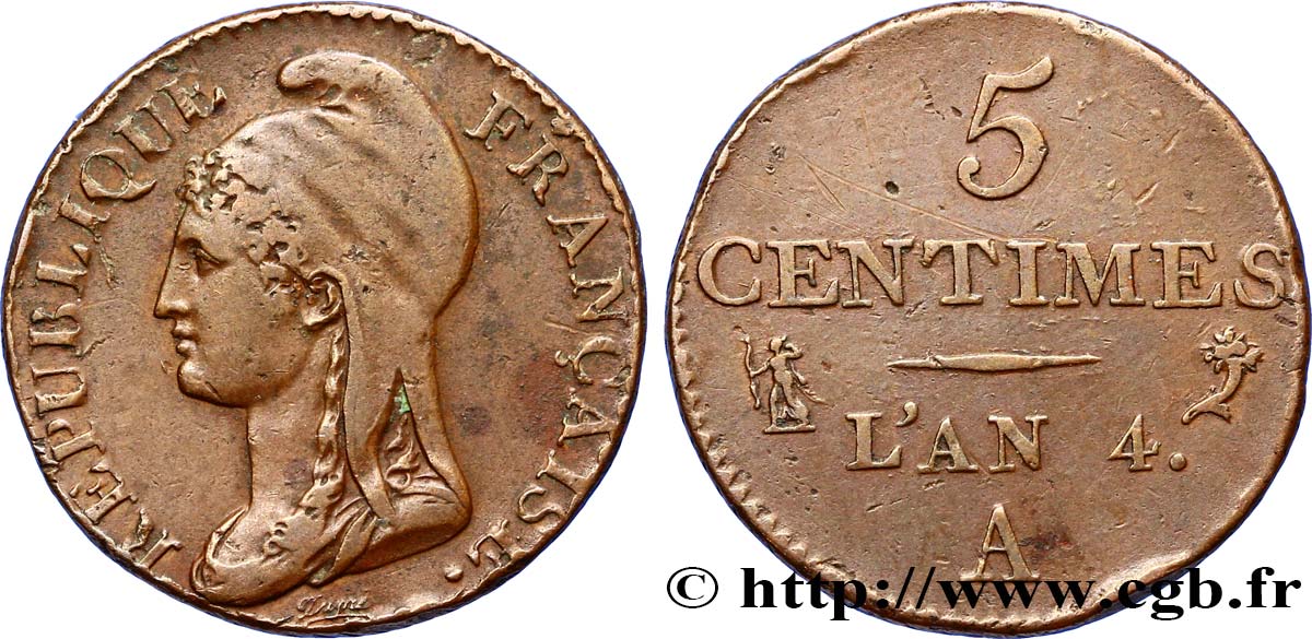 5 centimes Dupré, petit module 1796 Paris F.113/1 TTB45 