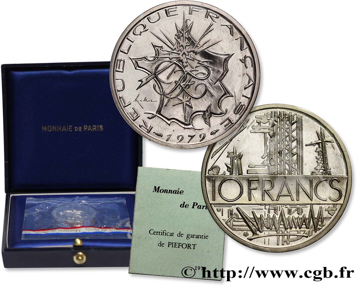 Piéfort argent de 10 francs Mathieu, tranche A 1979 Pessac F.365/7P MS68 