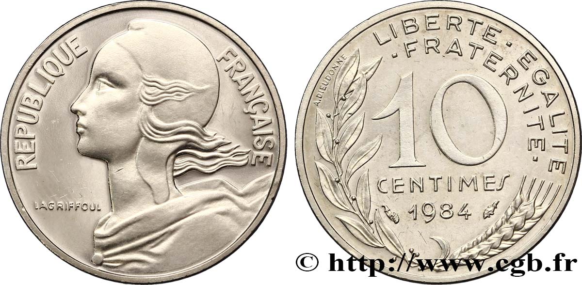 Piéfort argent de 10 centimes Marianne 1984 Pessac F.144/24P MS 