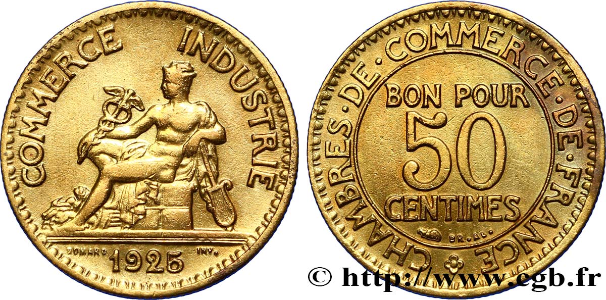 50 centimes Chambres de Commerce 1925 Paris F.191/7 TTB48 