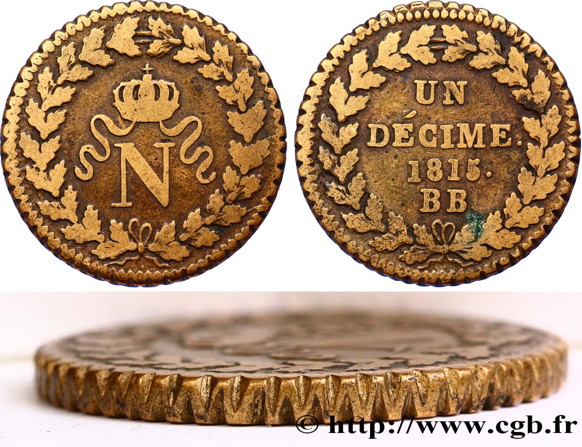 Un décime à l’N couronnée 1815 Strasbourg F.131A/1 TB+ 