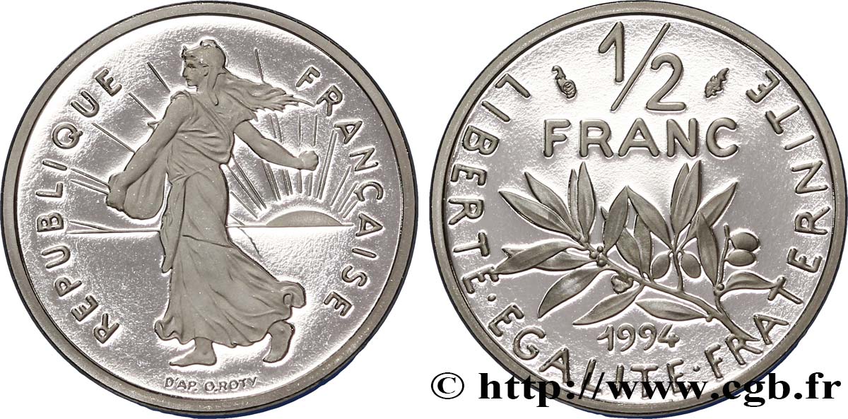 1/2 franc Semeuse, BE (Belle Épreuve) 1994 Pessac F.198/36 var. FDC67 