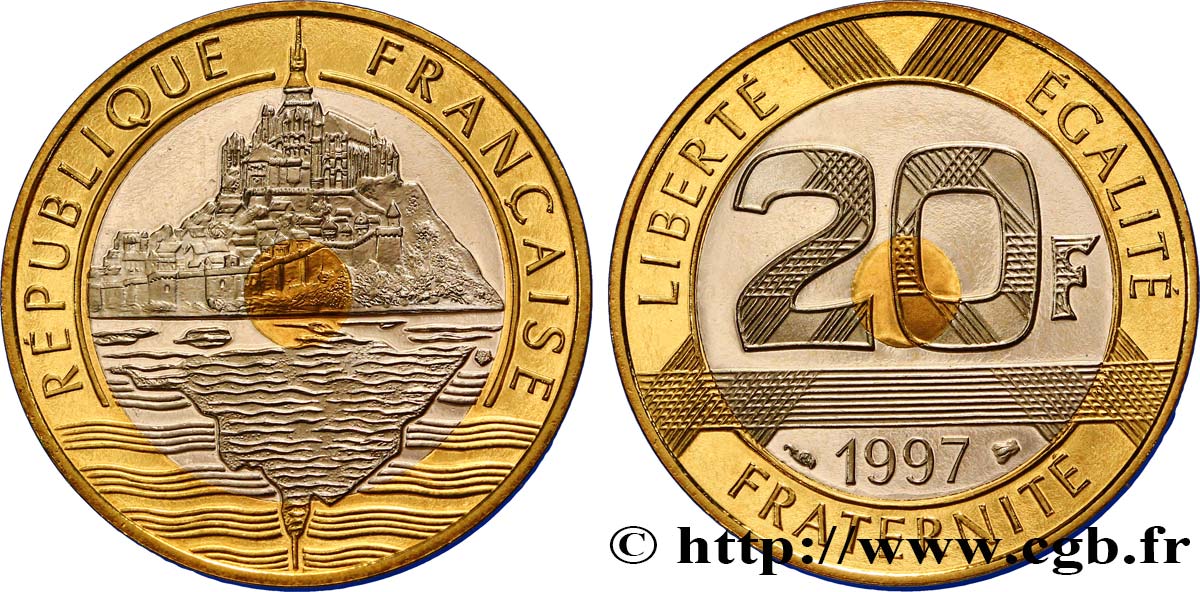 20 francs Mont Saint-Michel, BE (Belle Épreuve) 1997 Pessac F.403/13 var. MS67 
